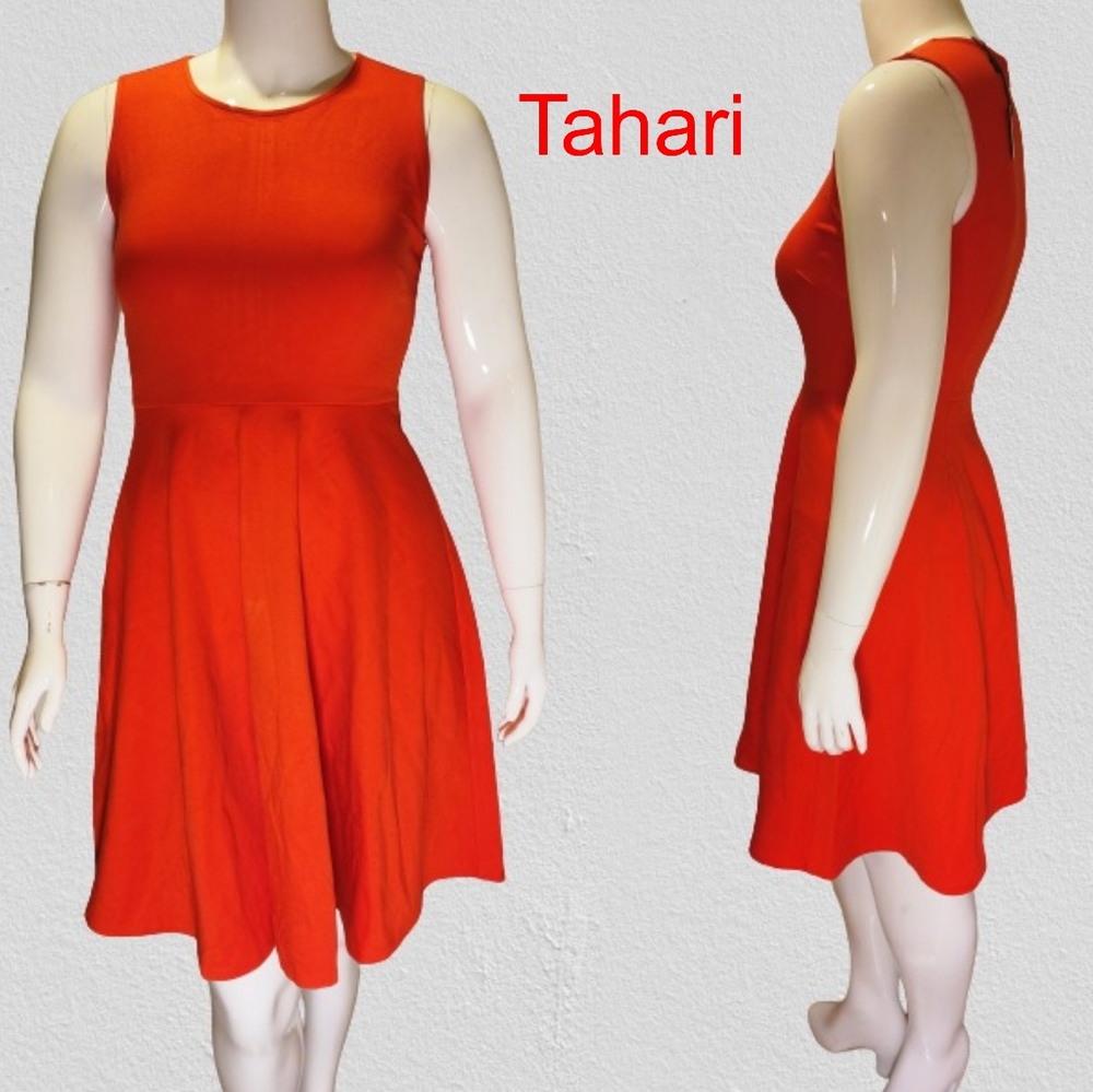 Tahari Fit & Flare Color Orange/Red Size 8 NWT